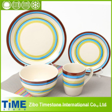 Frische Farbe strippte Steingut Keramik-Dinner-Set (TM0510)